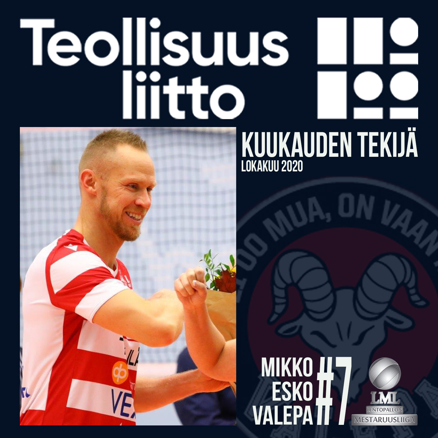 Czakan ja Esko lentopallon Mestaruusliigan lokakuun Teollisuusliiton Kuukauden Tekijät