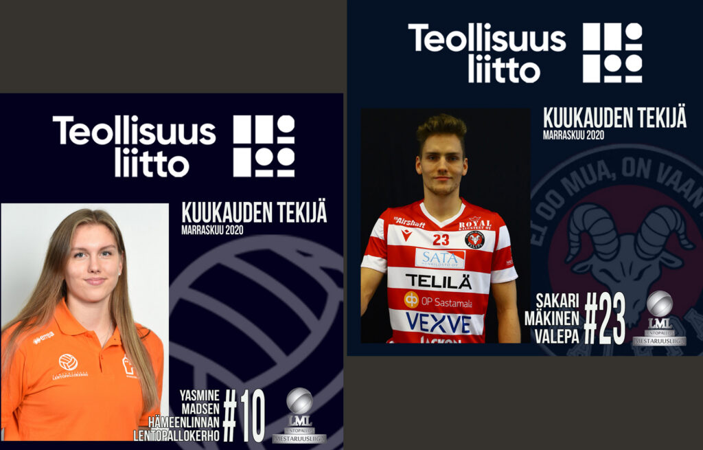 Madsen ja Mäkinen lentopallon Mestaruusliigan marraskuun Teollisuusliiton Kuukauden Tekijät