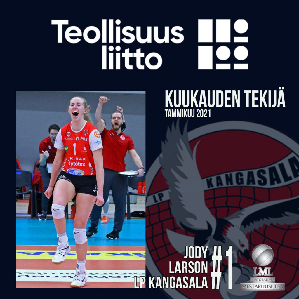 Larson ja Mäkinen lentopallon Mestaruusliigan tammikuun Teollisuusliiton Kuukauden Tekijät