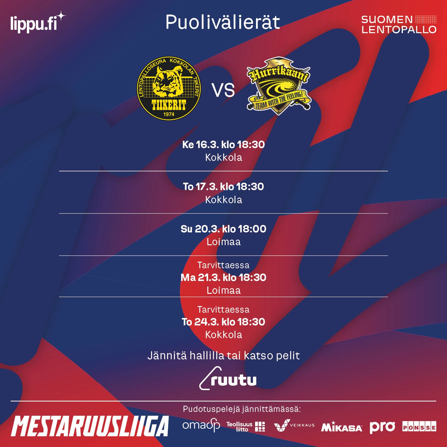 Miesten puolivälieräparit selvillä