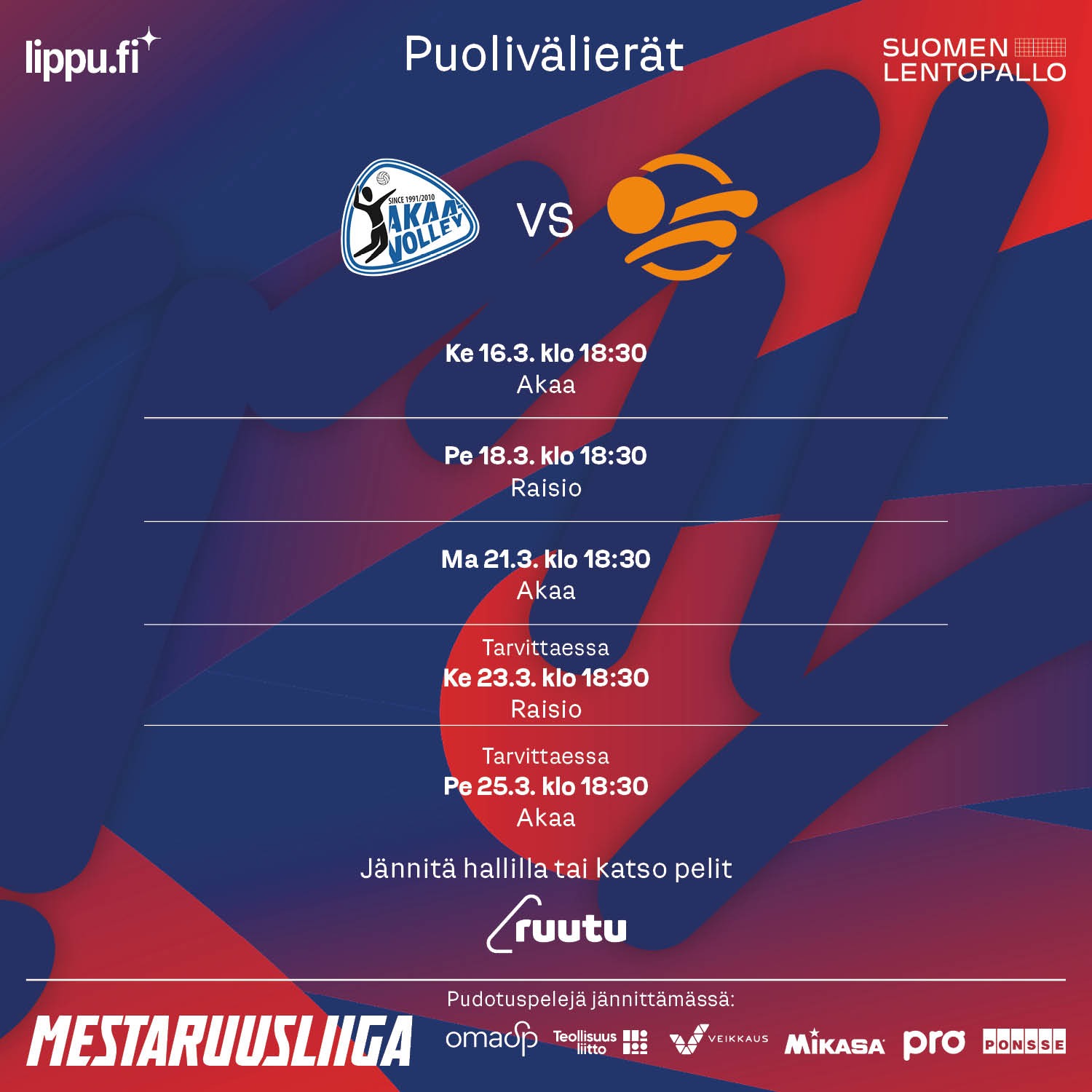 Miesten puolivälieräparit selvillä