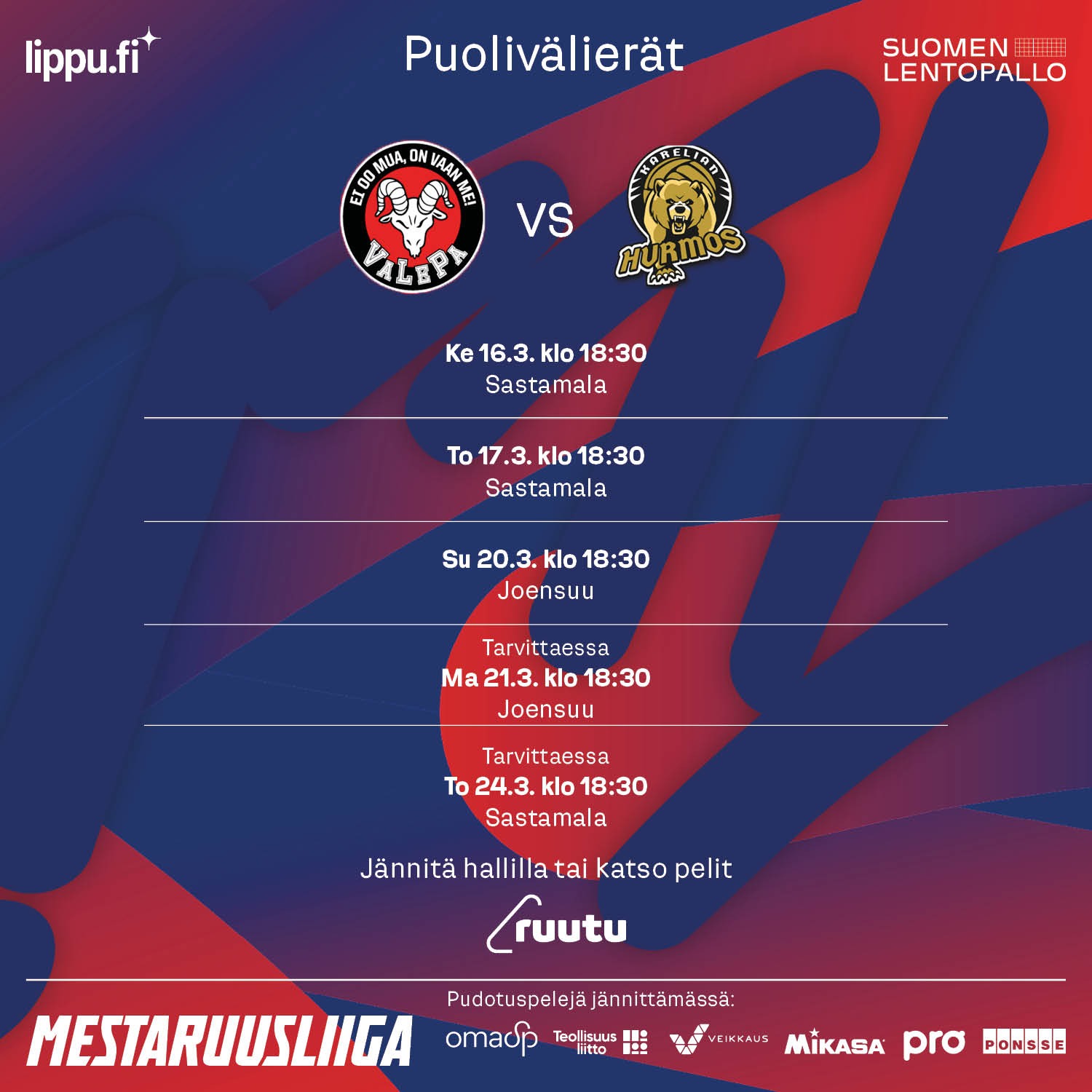 Miesten puolivälieräparit selvillä