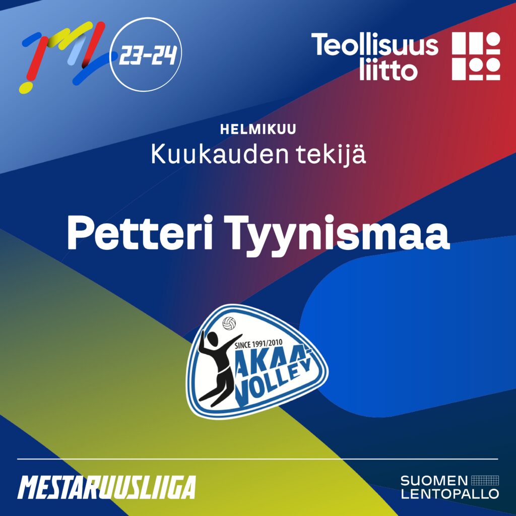 Pölkyn Palmer ja Akaa-Volley Tyynismaa Teollisuusliiton helmikuun Kuukauden Tekijät Mestaruusliigassa