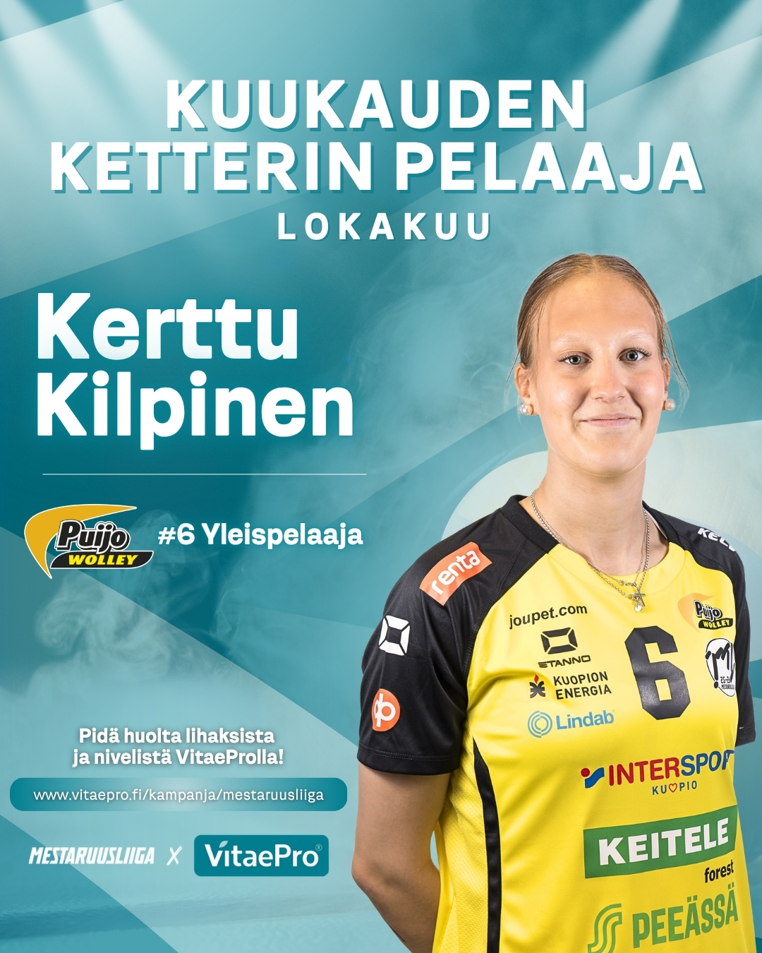 Kerttu Kilpinen kauden ensimmäinen Mestaruusliigan VitaePro Kuukauden ketterin pelaaja