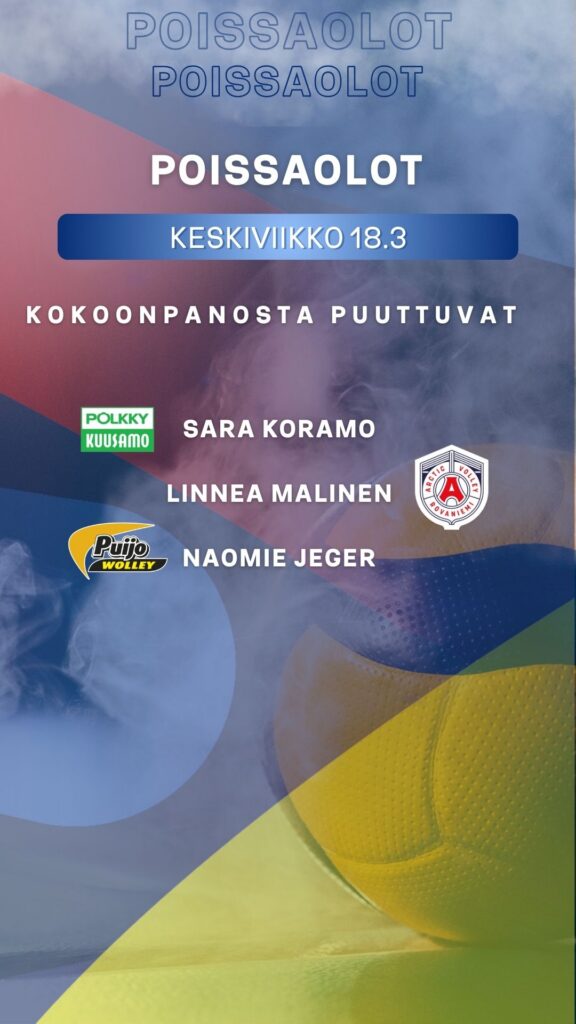 POISSAOLOT 18.3.: Koramo, Malinen, Jeger